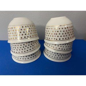 Vintage Antique Lot 6 Small 2” Chinese Porcelain Tea Bowls Cups China w stars